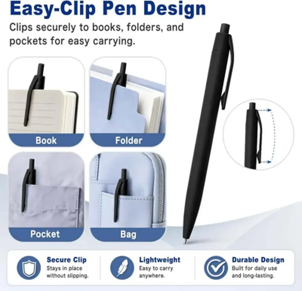 Ballpoint Pens Bulk 100 Count Black Retractable 1.0Mm Medium Point Quick-Drying